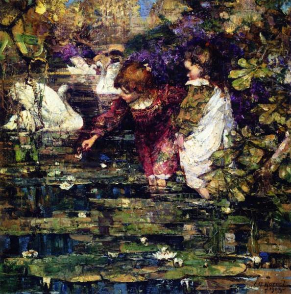 The Swan Lake by Edward Atkinson Hornel Oil Painting Reproductions