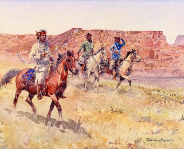Indians On Horseback by Edward Borein