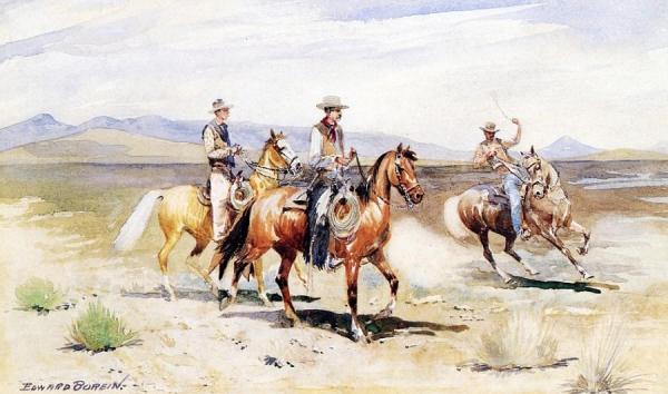 Three Wyoming Cowboys by Edward Borein