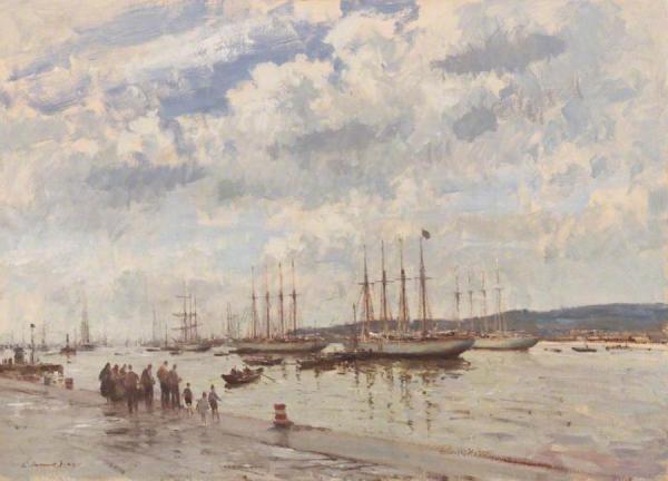 Bacalhoeiros On The Tagus, Portugal by Edward Brian Seago Oil Painting Reproductions