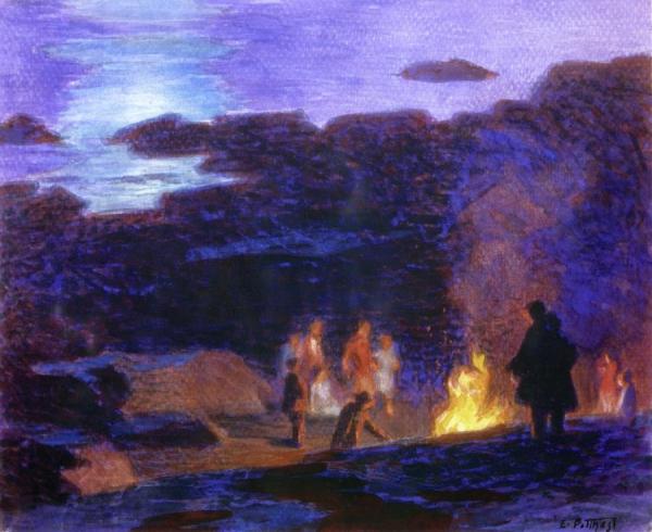 Campfire by Edward Henry Potthast Oil Painting Reproductions