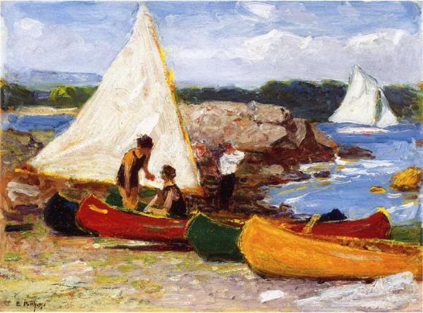 Canoes And Sailboats by Edward Henry Potthast