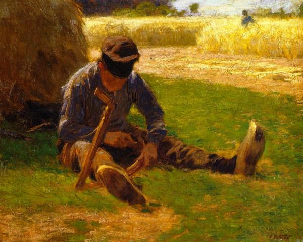 Dutch Boy Sharpening Scythe by Edward Henry Potthast