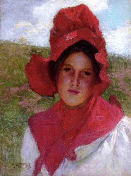 Girl In A Red Bonnet by Edward Henry Potthast