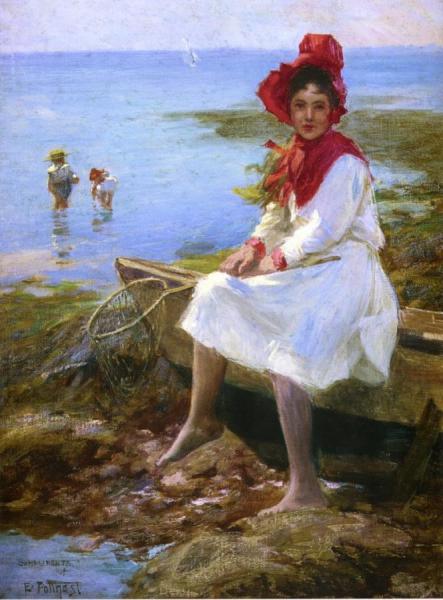 Girl In A Red Bonnet by Edward Henry Potthast