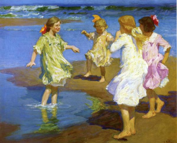 Girls At The Beach by Edward Henry Potthast