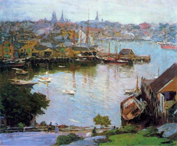 Harbor Village by Edward Henry Potthast