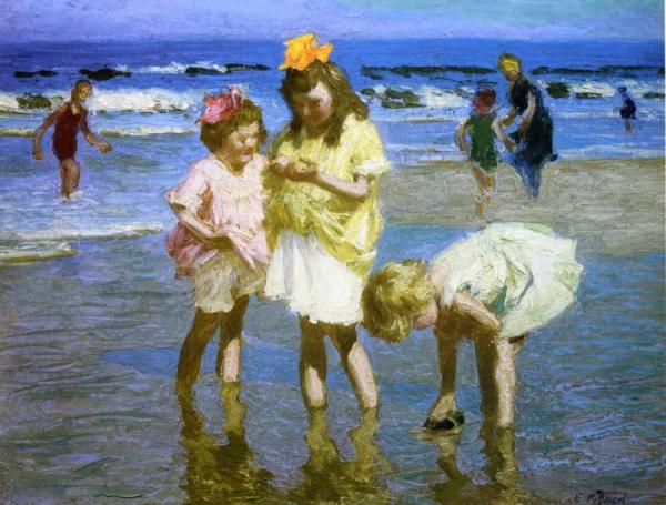 Three Girls At The Seashore by Edward Henry Potthast