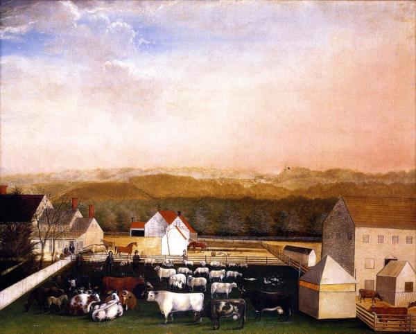 A May Morning View Of The Farm And Stock Of David Leedon by Edward Hicks Oil Painting Reproductions