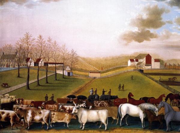 Edward Hicks An Indian Summer View Of The Farm & Stock Of James C. Cornell