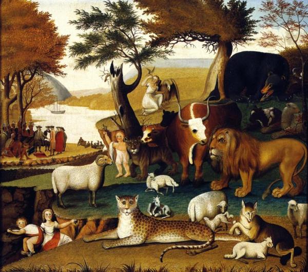 Peaceable Kingdom With The Leopard Of Serenity by Edward Hicks Oil Painting Reproductions