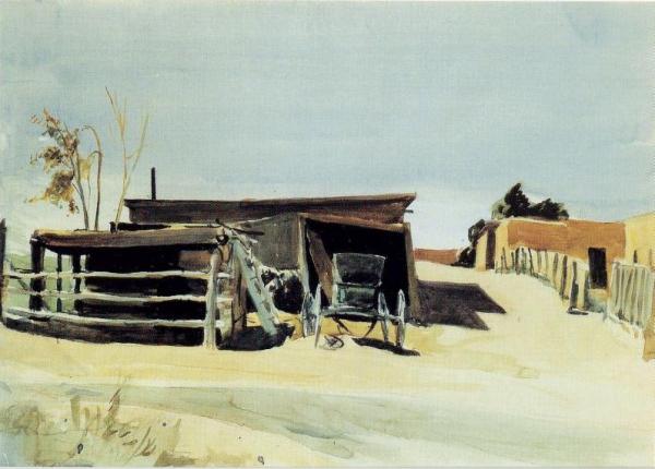 Adobes And Shed- New Mexico by Edward Hopper