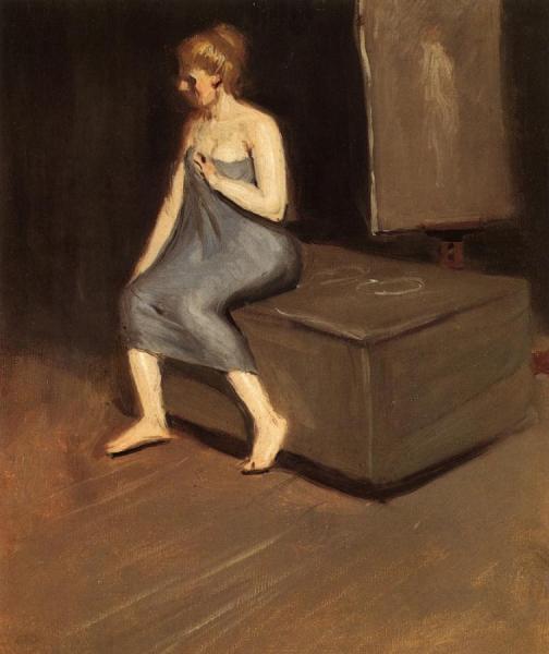 Model In Towel, Sitting On Box by Edward Hopper