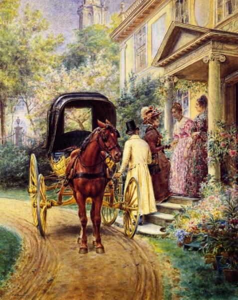 Portrait Of Mrs. Lydig And Her Daughter by Edward Lamson Henry