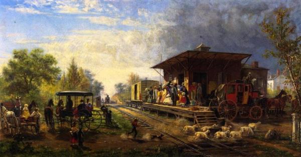 Station On The Morris And Essex Railroad by Edward Lamson Henry