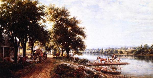 The Ferry Crossing At Von Steuben Tavern by Edward Lamson Henry
