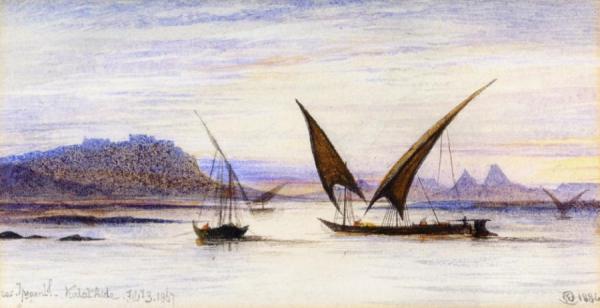 Feluccas On The Nile Near Abu-simbel by Edward Lear