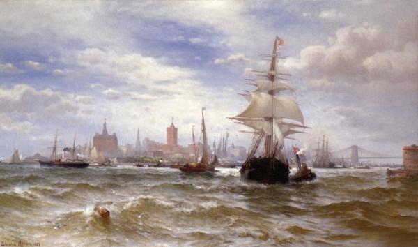 City And Harbor Of New York by Edward Moran