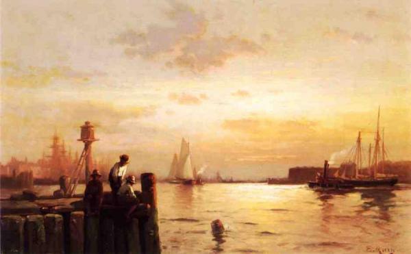 Early Dawn, New York Harbor by Edward Moran