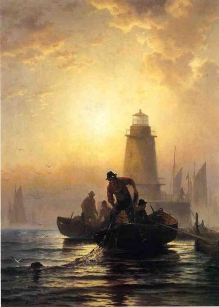 Fish Pond, Orient Bay, Long Island by Edward Moran