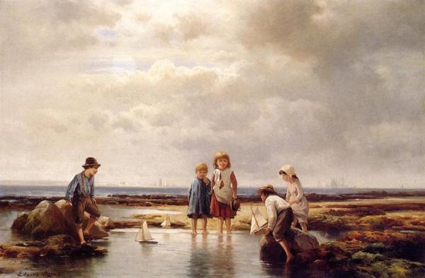 Little Sailors, Rockaway Beach by Edward Moran