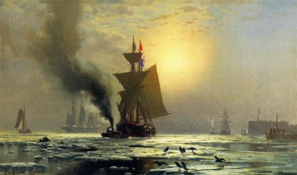 New York From The Channel by Edward Moran