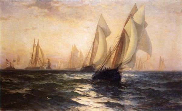 Ships In Harbor by Edward Moran Oil Painting Reproductions