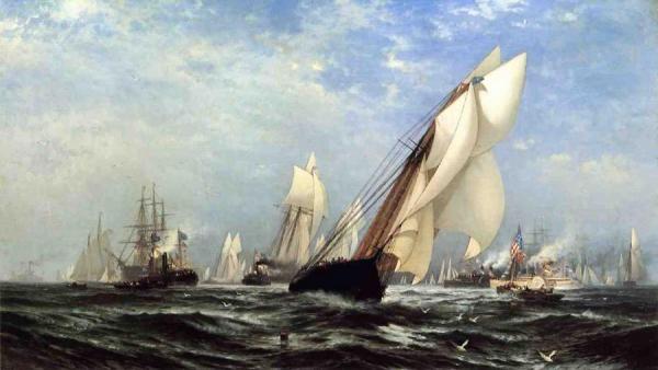 The Madeleine's Victory Over The "countess Of Dufferin", Third America's Cup Challenger, August 11, 1876 by Edward Moran