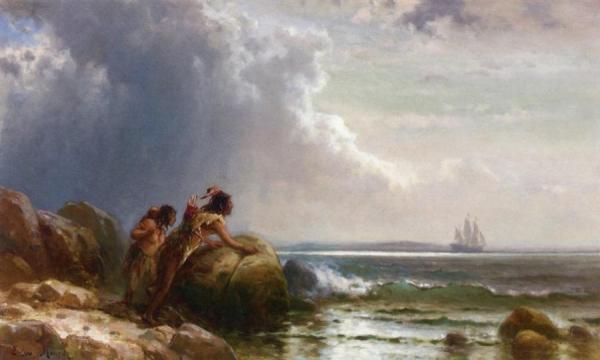 Watching Henry Hudson Enter New York Bay by Edward Moran
