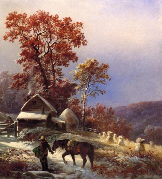 Winter At The Farm by Edward Moran