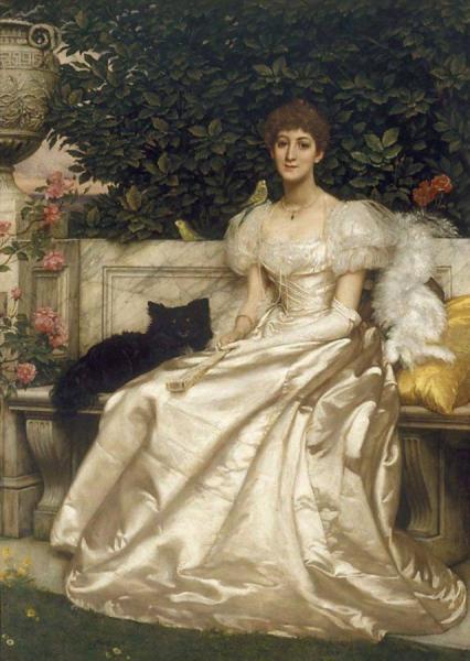 Violet Monckton With Her Budgerigars by Edward Poynter