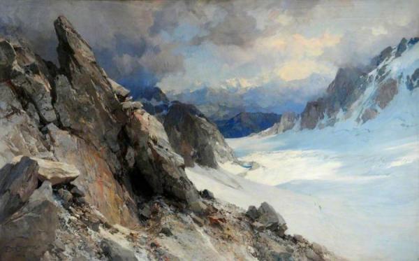 Snow Scene On The Col D'orny, Valais, Switzerland by Edward Theodore Compton Oil Painting Reproductions