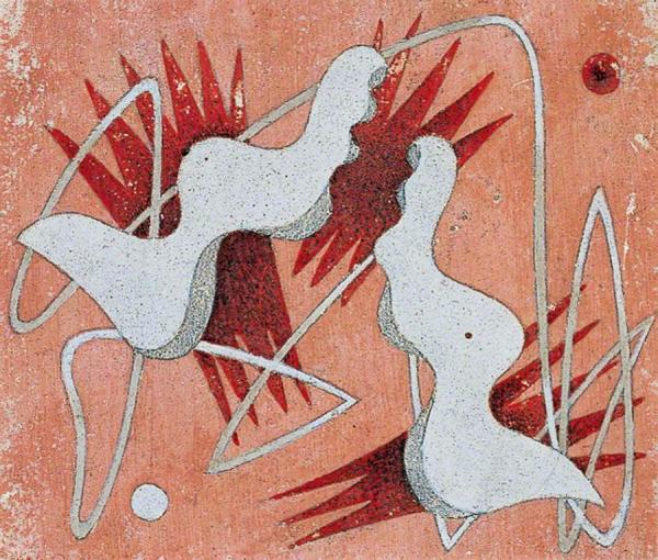 Composition On A Pink Background by Edward Wadsworth