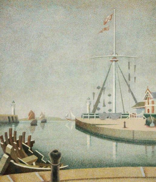 Honfleur, France, Entrance To The Harbour by Edward Wadsworth