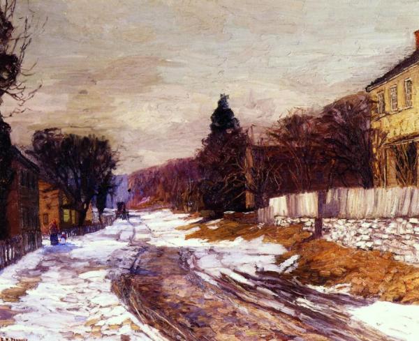 Village In Winter by Edward Willis Redfield Oil Painting Reproductions
