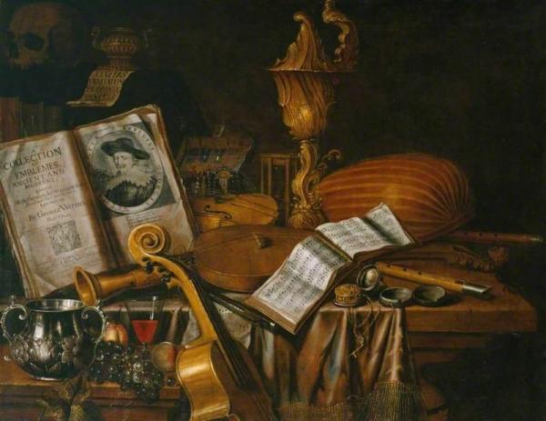 Still Life With A Volume Of Wither's 'emblemes' by Edwart Collier
