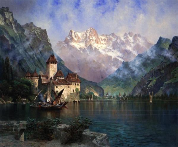 Dent Du Midi (castle Of Chillon, Lake Geneva) by Edwin Deakin