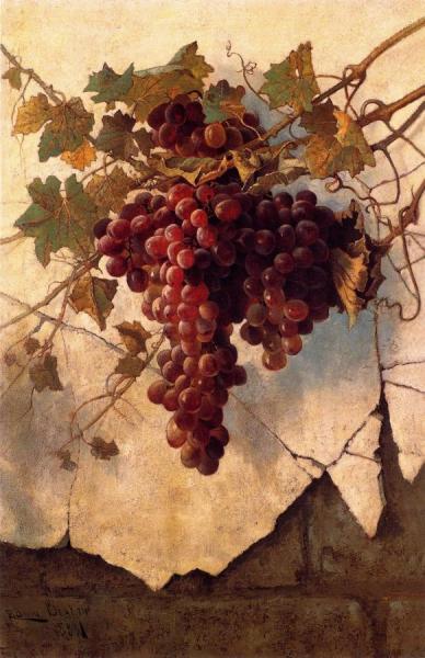 Edwin Deakin Grapes Against A Mission Wall