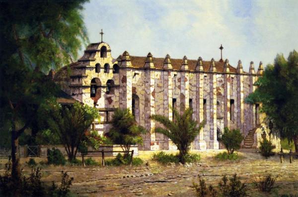 Mission San Gabriel Arcángel by Edwin Deakin Oil Painting Reproductions