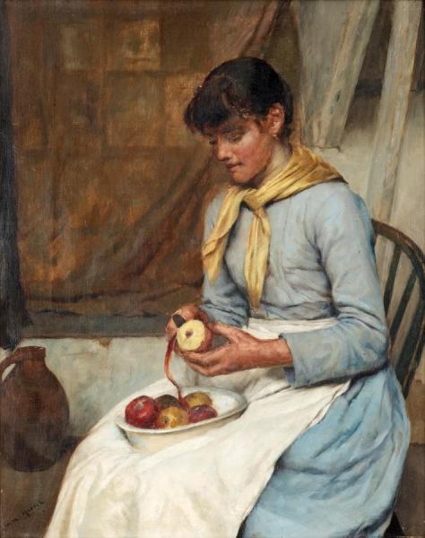 Young Woman Peeling Apples by Edwin Harris