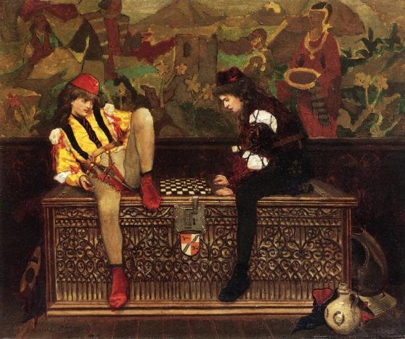 The Chess Game: No. 1 Of A Pair by Edwin Howland Blashfield