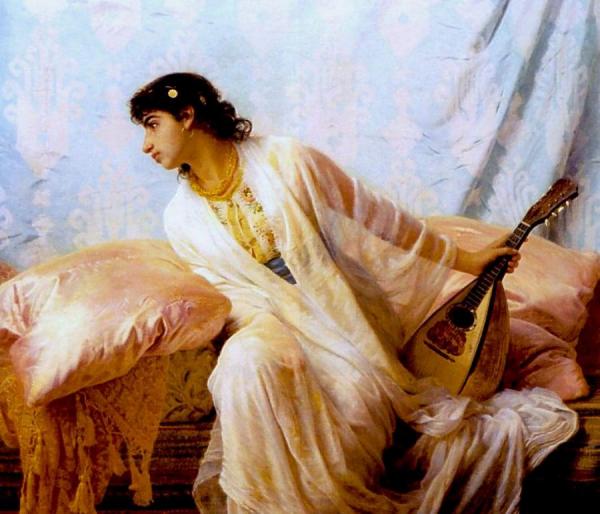 To Her Listening Ear Responsive Chords Of Music Came Familiar by Edwin Long