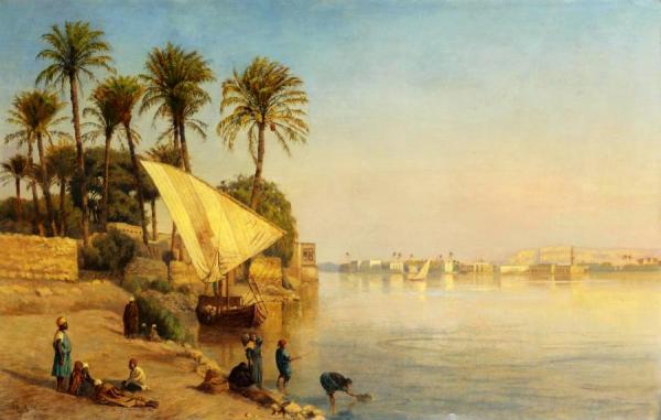 A View On The Nile Near Cairo by Edwin Lord Weeks