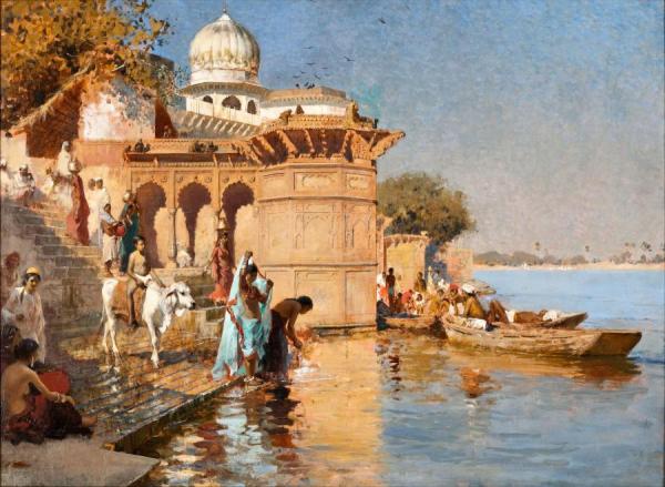 Along The Ghats, Mathura by Edwin Lord Weeks Oil Painting Reproductions