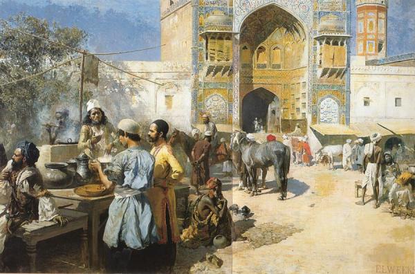 An Open-air Restaurant, Lahore by Edwin Lord Weeks