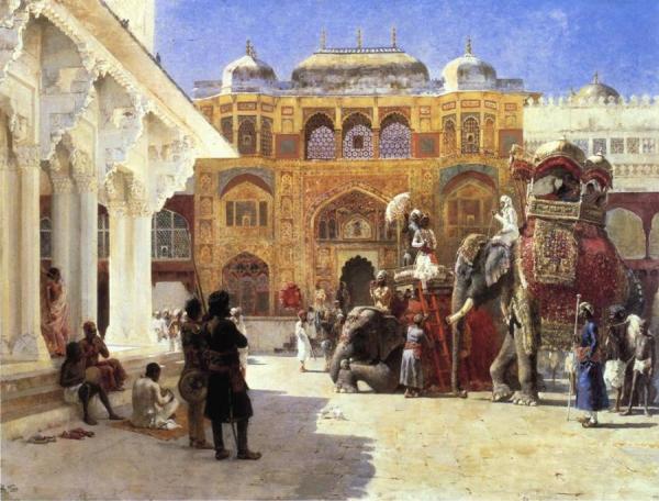 Arrival Of Prince Humbert, The Rahaj, At The Palace Of Amber by Edwin Lord Weeks Oil Painting Reproductions
