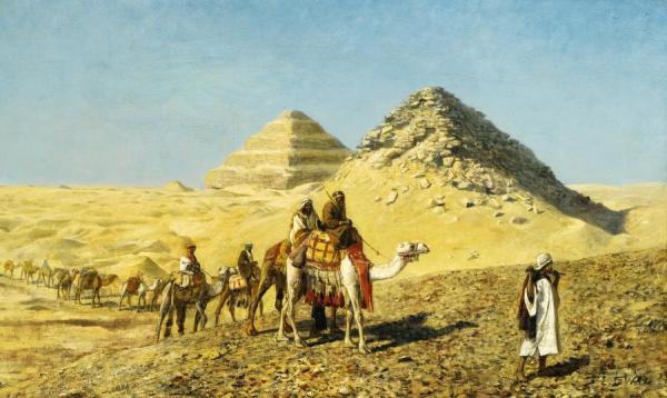 Edwin Lord Weeks Camel Caravan Amid The Pyramids, Egypt