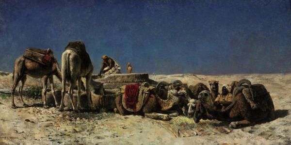 Camels Beside A Cistern by Edwin Lord Weeks