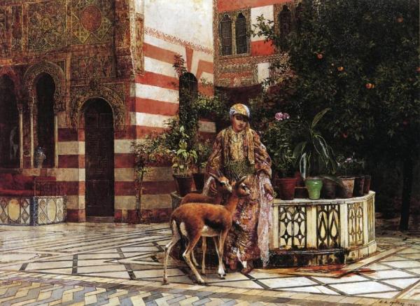 Girl In A Moorish Courtyard by Edwin Lord Weeks