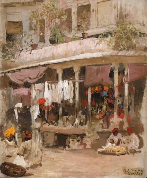 Market Scene In Gwalior (india) by Edwin Lord Weeks